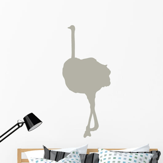 Tall Tan Female Ostrich Wall Decal