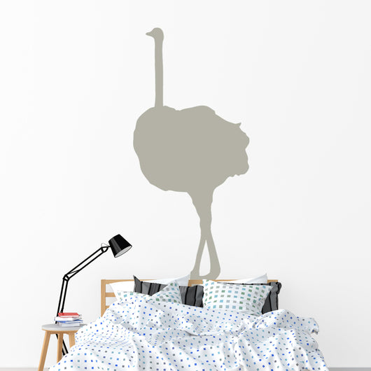 Tall Tan Female Ostrich Wall Decal