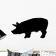 Realistic Black Pig Silhouette Wall Decal