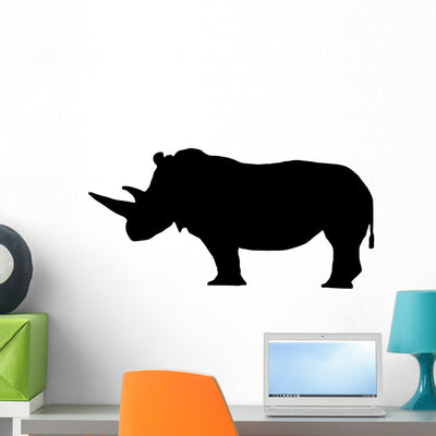 Black Rhinoceros Wall Decal shown on a wall