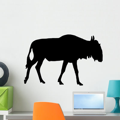 Black Wildebeest Wall Decal shown on a wall