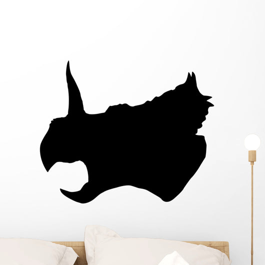 Black Triceratops Profile Dinosaur Wall Decal