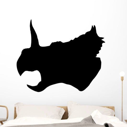 Black Triceratops Profile Dinosaur Wall Decal