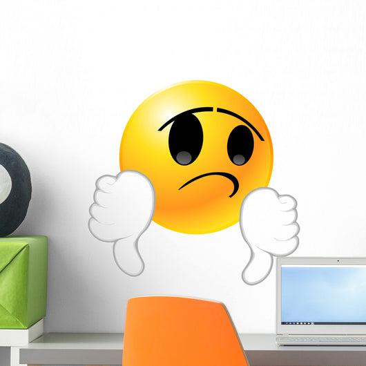 Thumbs-down Emoticon Smiley Face Wall Decal 