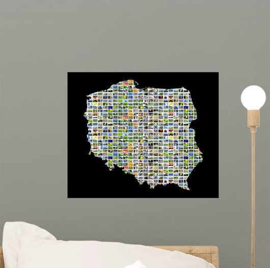 Collage Map Poland Wall Decal