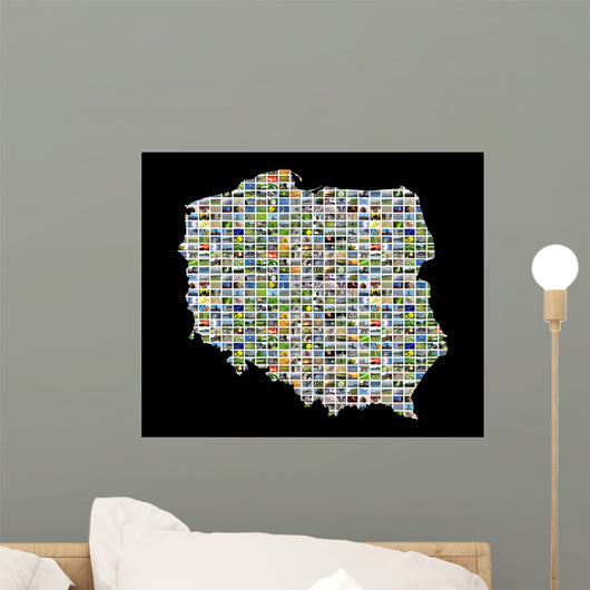 Collage Map Poland Wall Decal