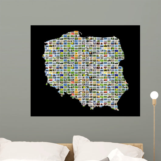 Collage Map Poland Wall Decal