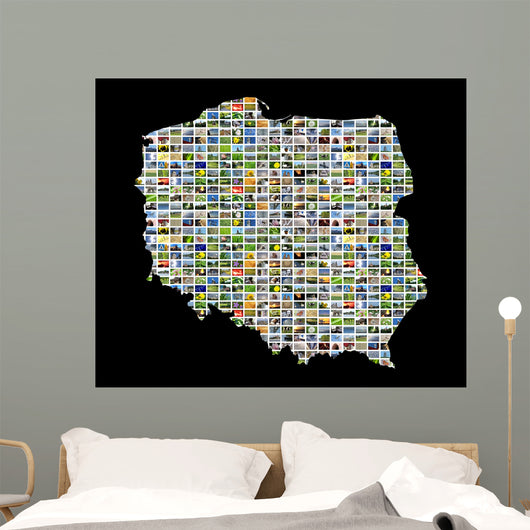 Collage Map Poland Wall Decal