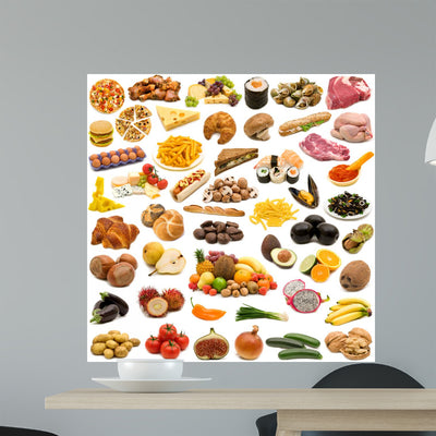 Large Page Food Collection Wall Decal shown on a wall