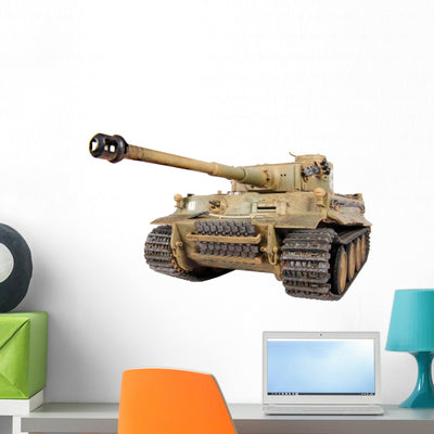 Tiger Tank Wall Decal shown on a wall
