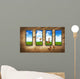 Grungy Dark Room with Wall Decal