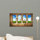 Grungy Dark Room with Wall Decal