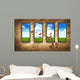 Grungy Dark Room with Wall Decal