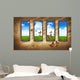Grungy Dark Room with Wall Decal