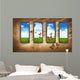Grungy Dark Room with Wall Decal