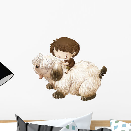 Cute Child and Puppy Wall Decal