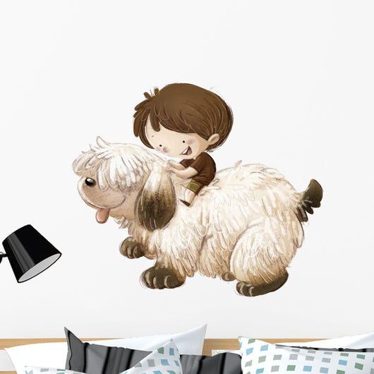 Cute Child and Puppy Wall Decal