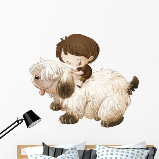 Cute Child and Puppy Wall Decal