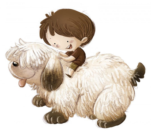 Cute Child and Puppy Wall Decal