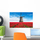 Vibrant Tulips Field with Windmill Wall Decal