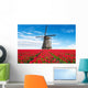 Vibrant Tulips Field with Windmill Wall Decal