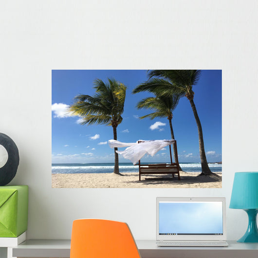 Cabana Palm Trees Beach Wall Decal