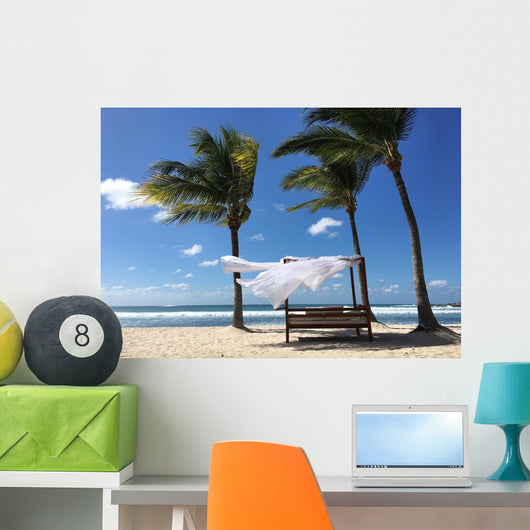 Cabana Palm Trees Beach Wall Decal