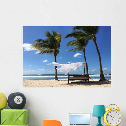 Cabana Palm Trees Beach Wall Decal