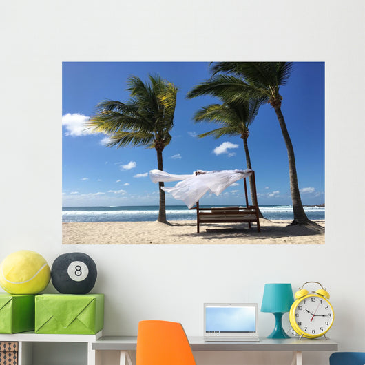 Cabana Palm Trees Beach Wall Decal