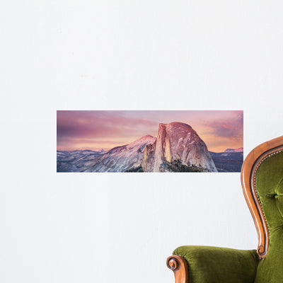 Half-dome Yosemite National Park Wall Decal Panoramic Wall Decal shown on a wall