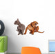Kitten and Puppy Scratching Wall Decal