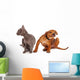 Kitten and Puppy Scratching Wall Decal