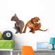 Kitten and Puppy Scratching Wall Decal
