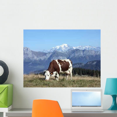 Montbeliarde Cow Wall Decal shown on a wall
