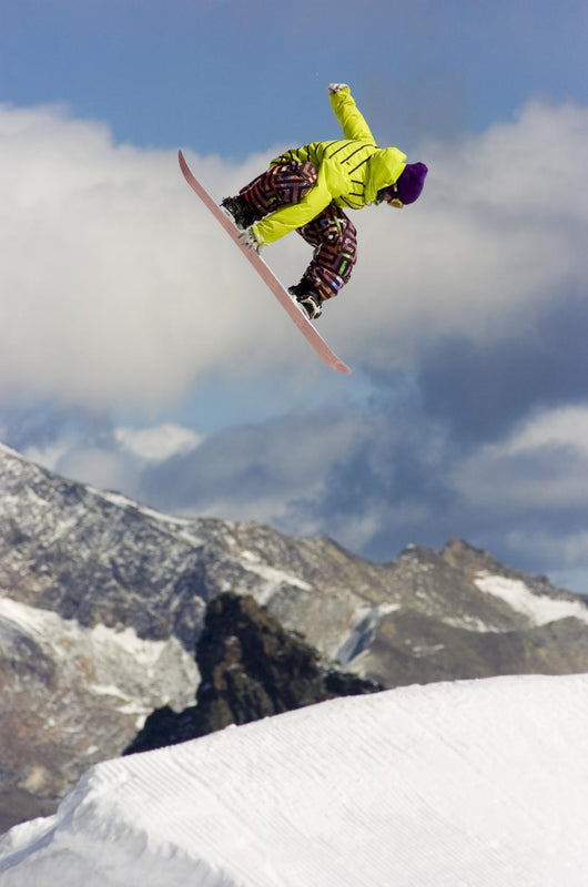 Yellow Rider Jumping Snowboard Wall Decal