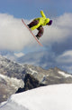 Yellow Rider Jumping Snowboard Wall Decal