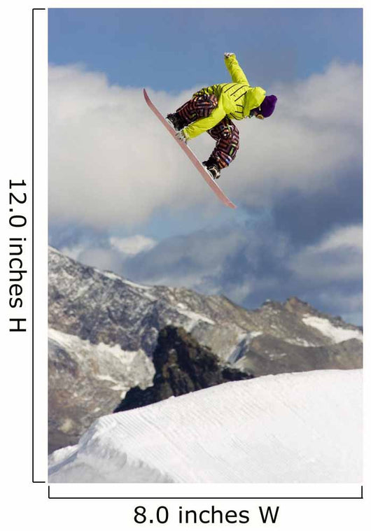 Yellow Rider Jumping Snowboard Wall Decal