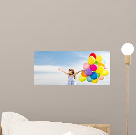 Happy Girl with Colorful Wall Decal