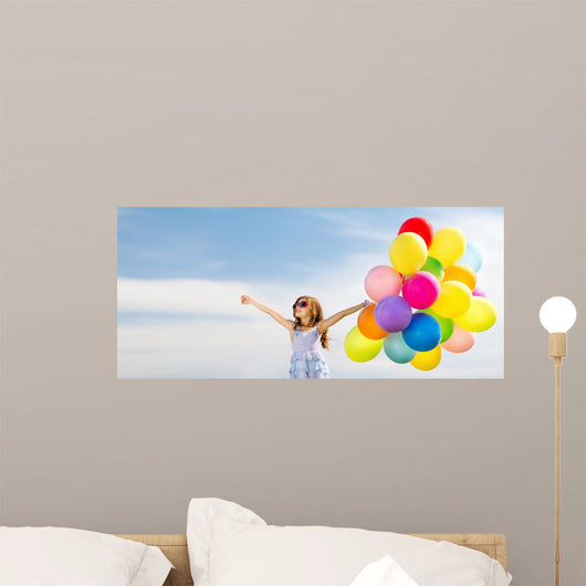 Happy Girl with Colorful Wall Decal