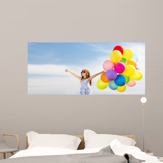 Happy Girl with Colorful Wall Decal