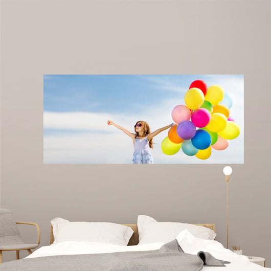 Happy Girl with Colorful Wall Decal