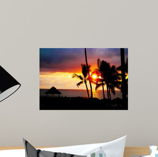 Palm Tree Sandy Beach Wall Decal Design 3