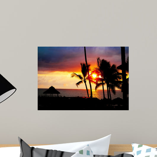 Palm Tree Sandy Beach Wall Decal Design 3