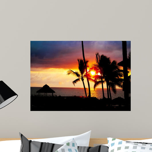 Palm Tree Sandy Beach Wall Decal Design 3