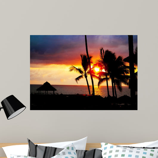 Palm Tree Sandy Beach Wall Decal Design 3