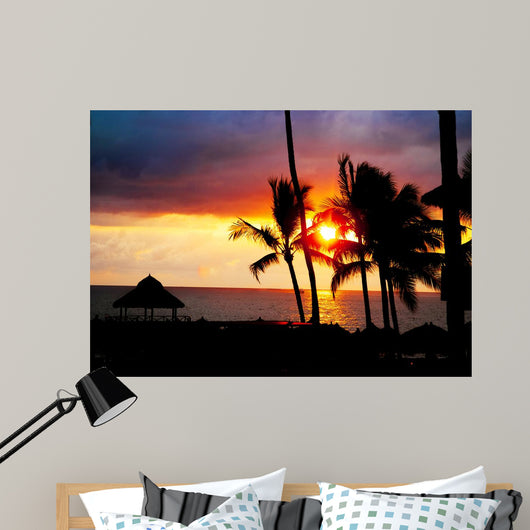 Palm Tree Sandy Beach Wall Decal Design 3