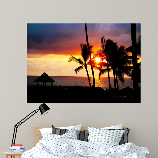 Palm Tree Sandy Beach Wall Decal Design 3