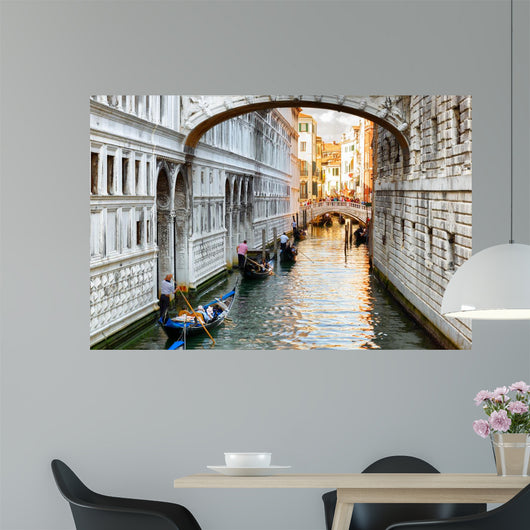 Tourists Gondolas Sailing under Wall Decal