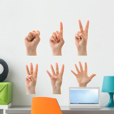 Counting Woman Hands Wall Stickers Wall Decal shown on a wall