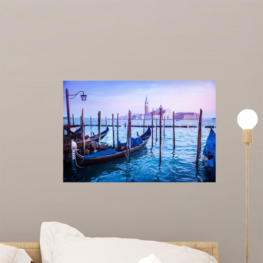 Blue Dawn Venice Gondolas Wall Decal